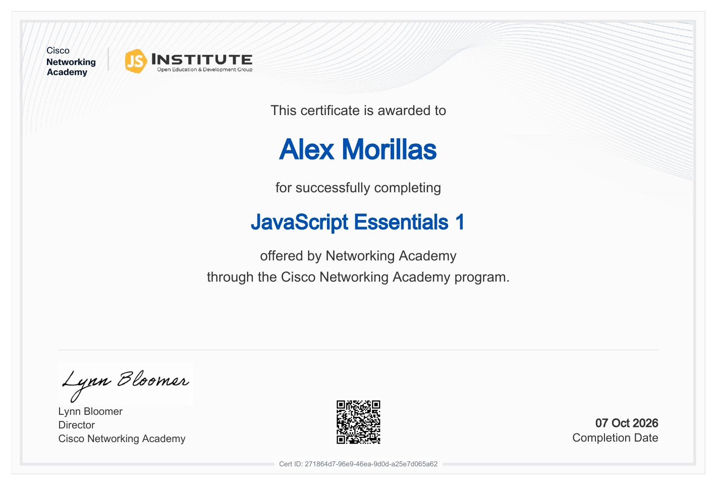 Certificado JavaScript Essentials 1